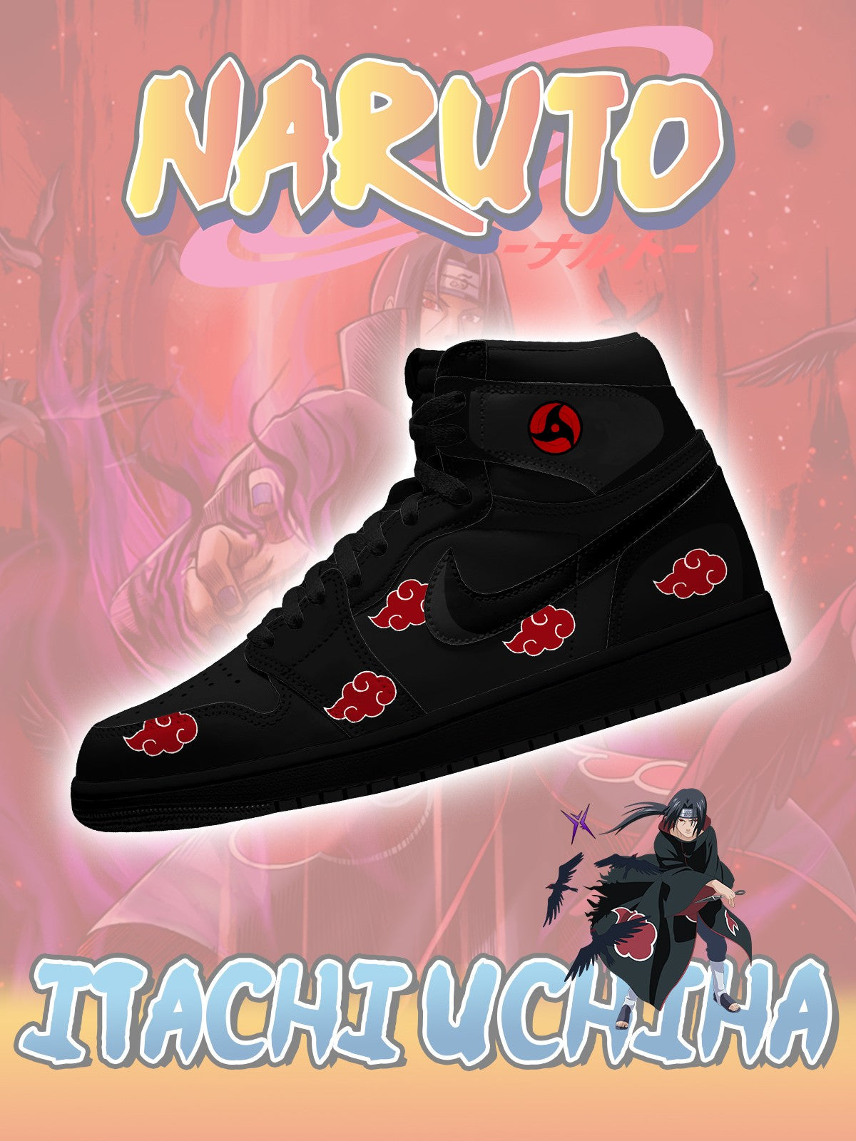 FootgearElite Akatsuki Itachi Uchiha AJ1 High Sneakers Shoes For Men And Women