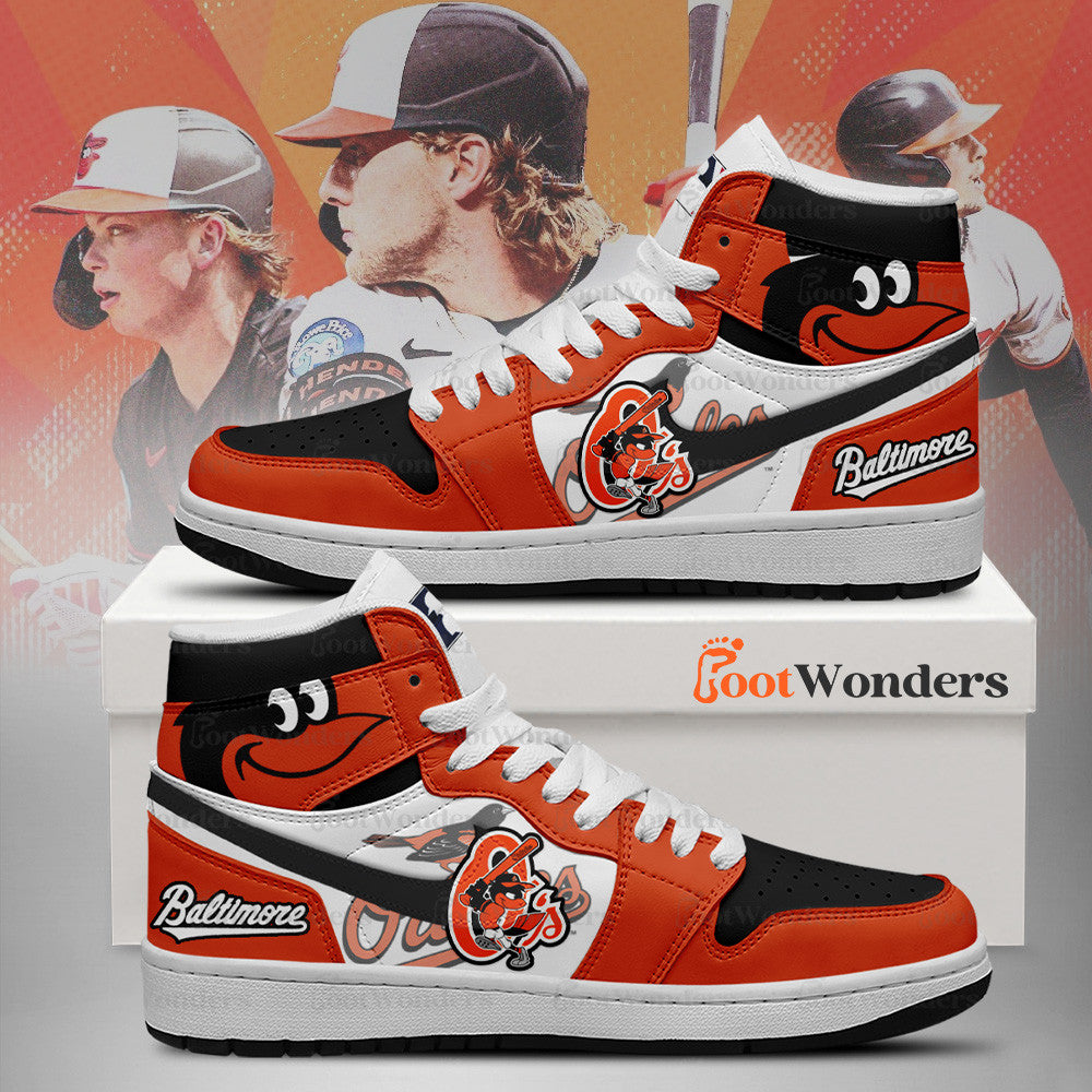 FootgearElite Baltimore Orioles AJ1 High Sneakers Shoes For Men And Women