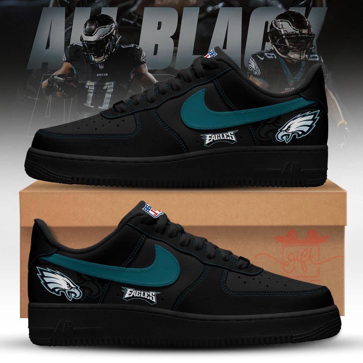 Eagles Blackout Air Low-Top Sneakers Shoes 2026