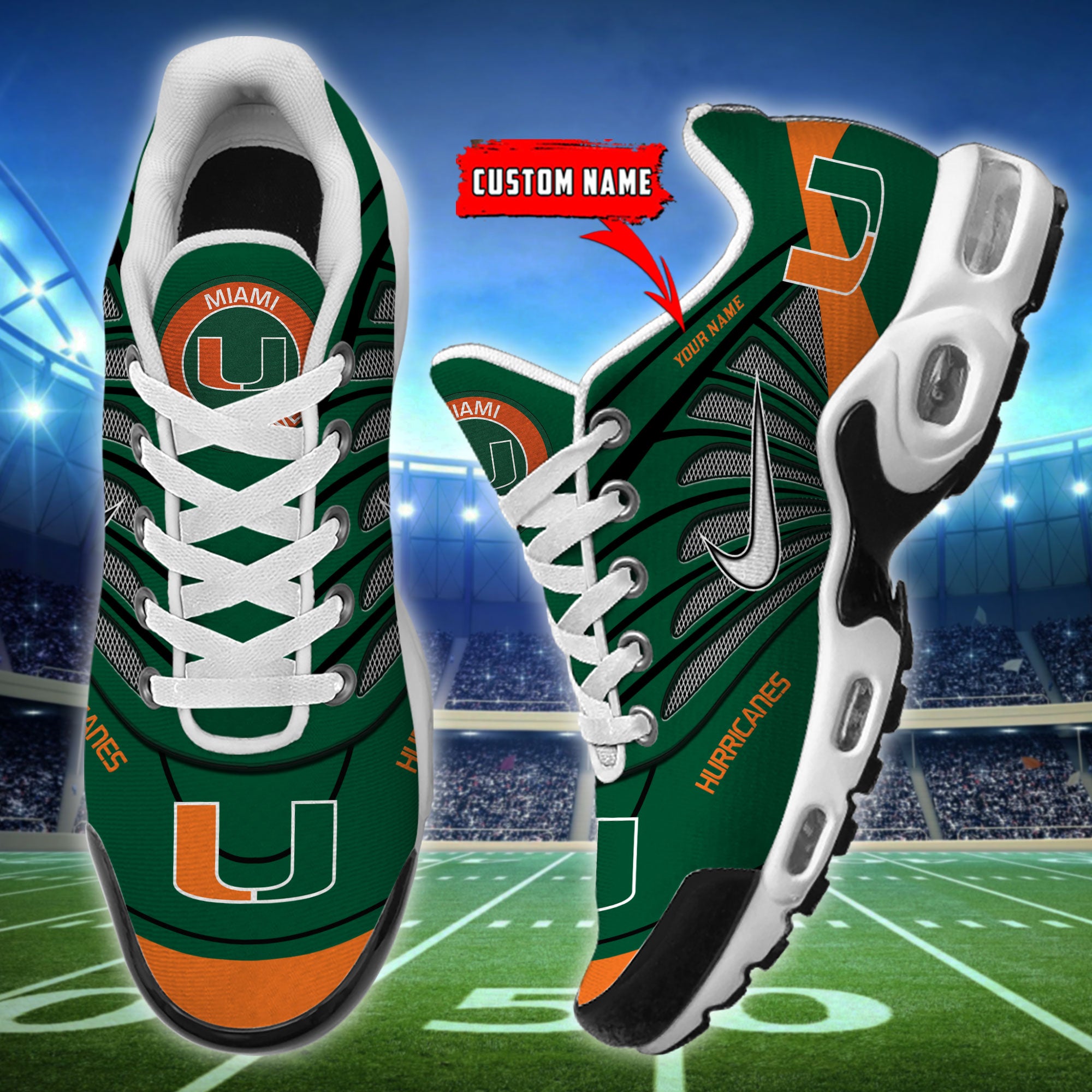 FootgearElite Miami Hurricanes TN Shoes Sneakers For Men And Women 3
