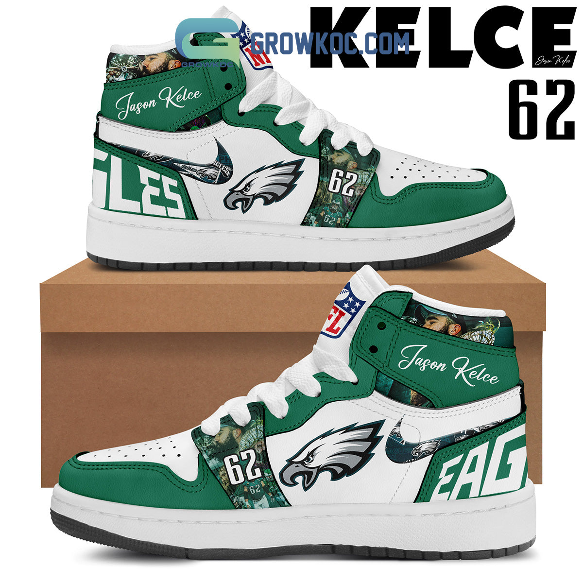 FootGearElite Philadelphia Eagles AJ1 High Sneakers Shoes For Men And Women 5