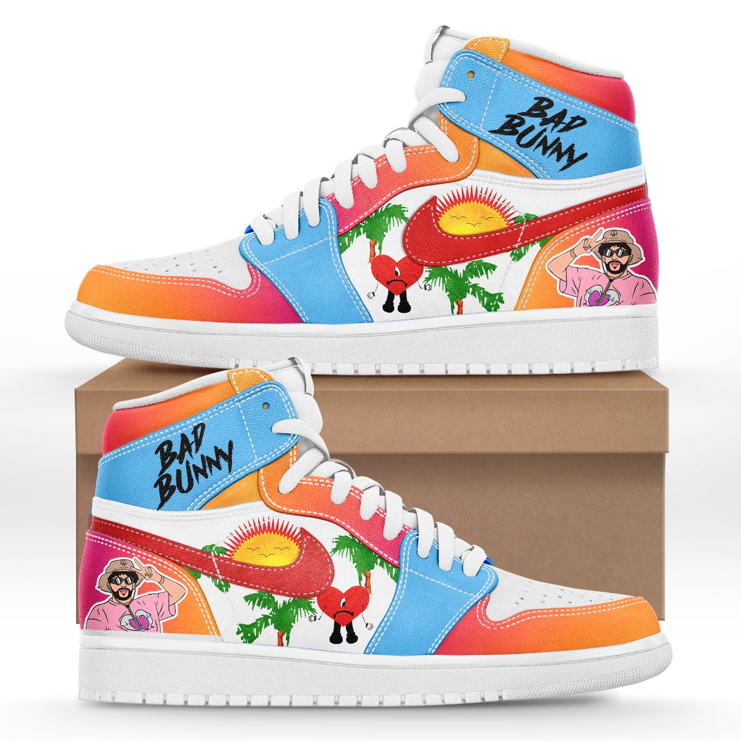 FootgearElite Bad Bunny AJ1 High Sneakers Shoes For Men And Women