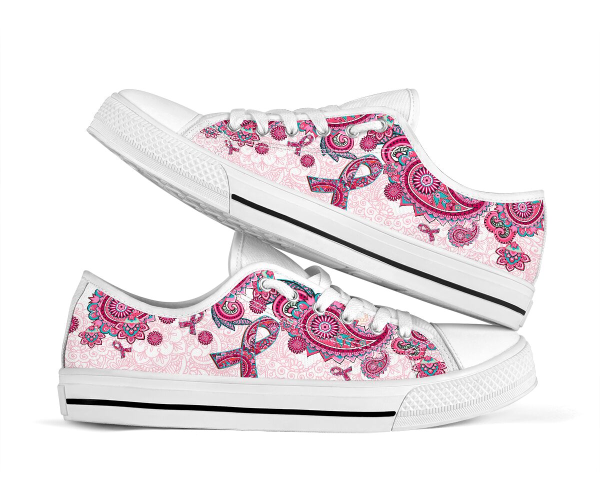 Breast Cancer Awareness Low Top Canvas Sneakers Shoes 2026
