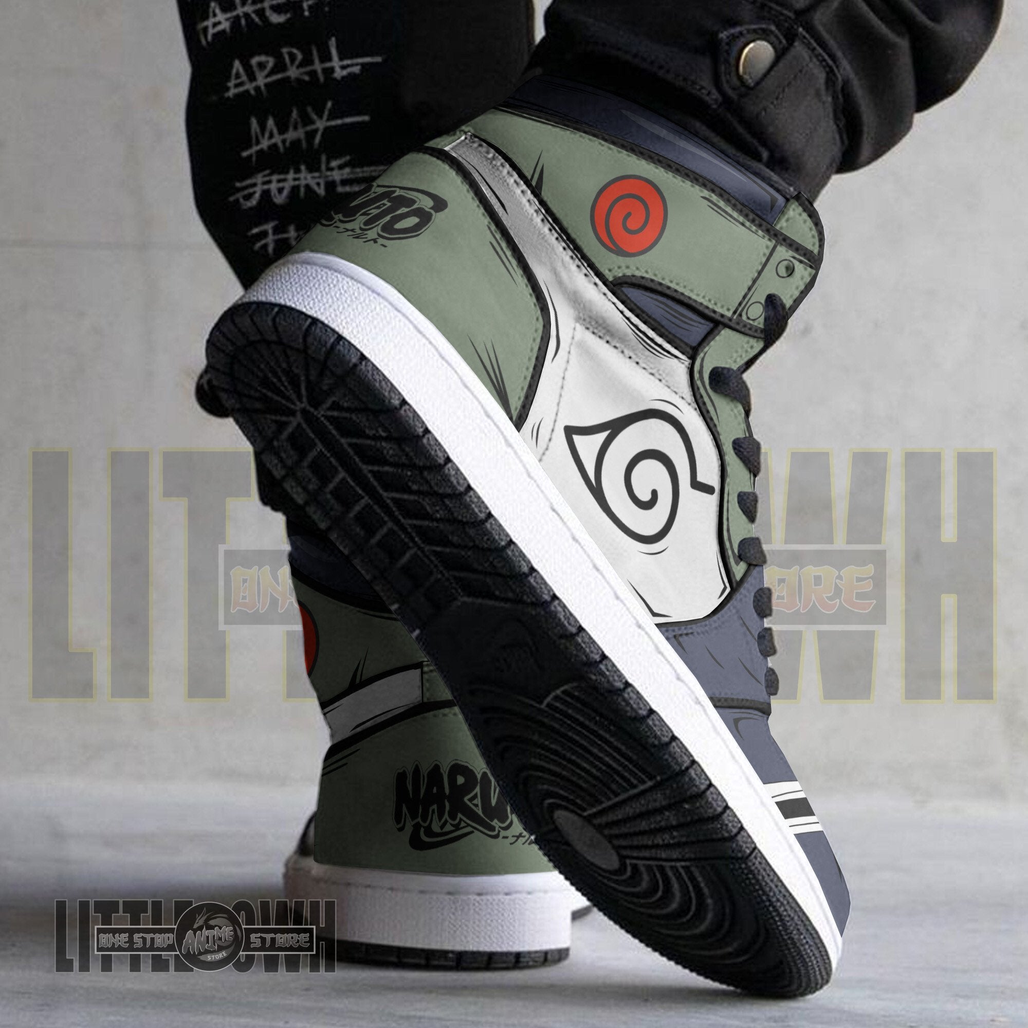 FootgearElite Kakashi Hatake AJ1 High Sneakers Shoes For Men And Women