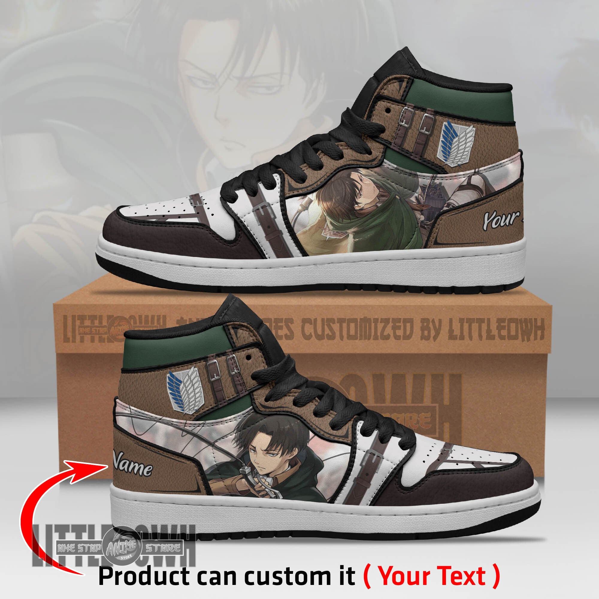 FootgearElite Levi Ackerman AJ1 High Sneakers Shoes For Men And Women