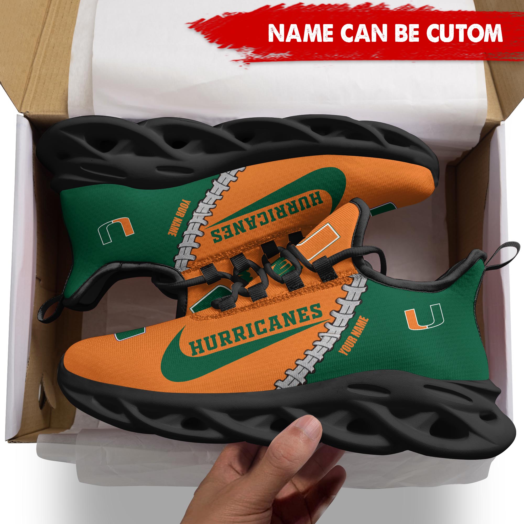 FootGearElite Miami Hurricanes Max Soul Shoes Sneakers For Men And Women 2