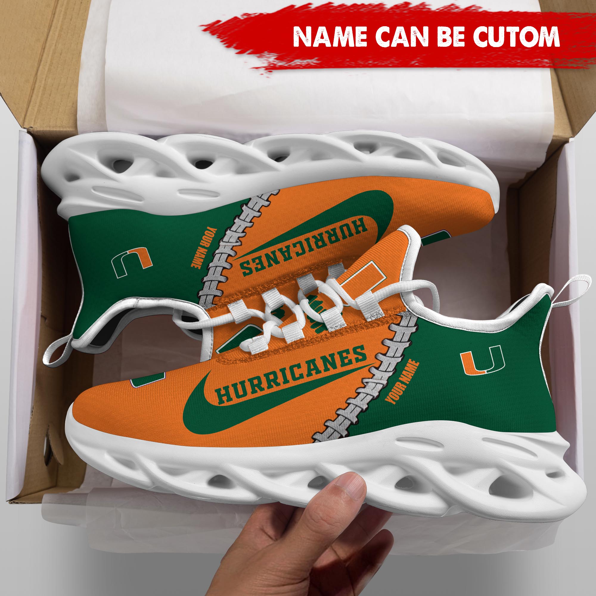 FootGearElite Miami Hurricanes Max Soul Shoes Sneakers For Men And Women 2