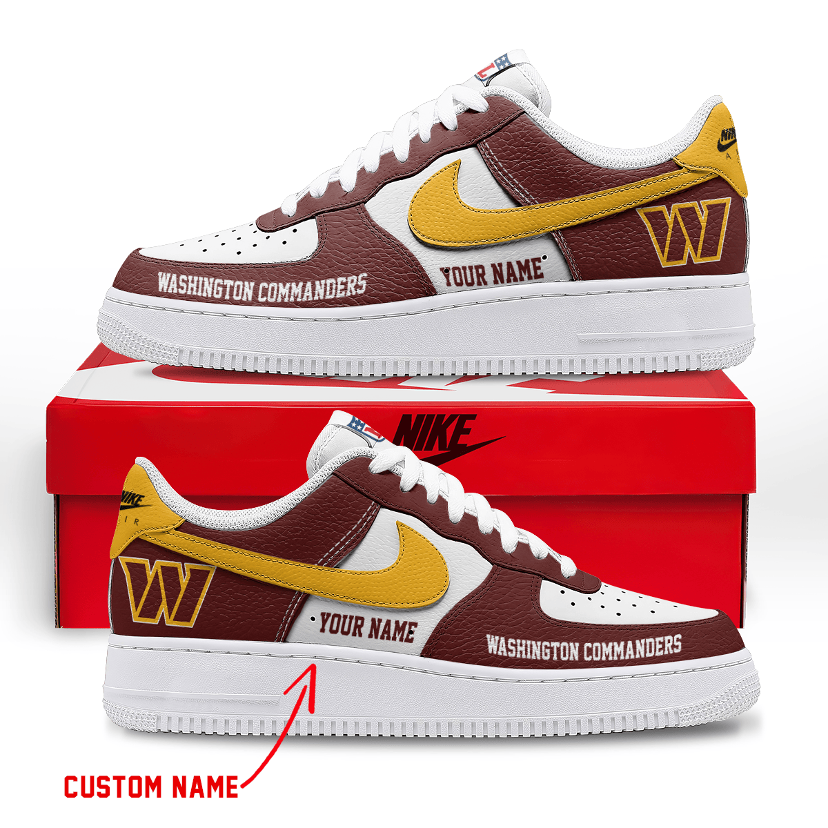 Washington Commanders Air Low-Top Sneakers Shoes 2026