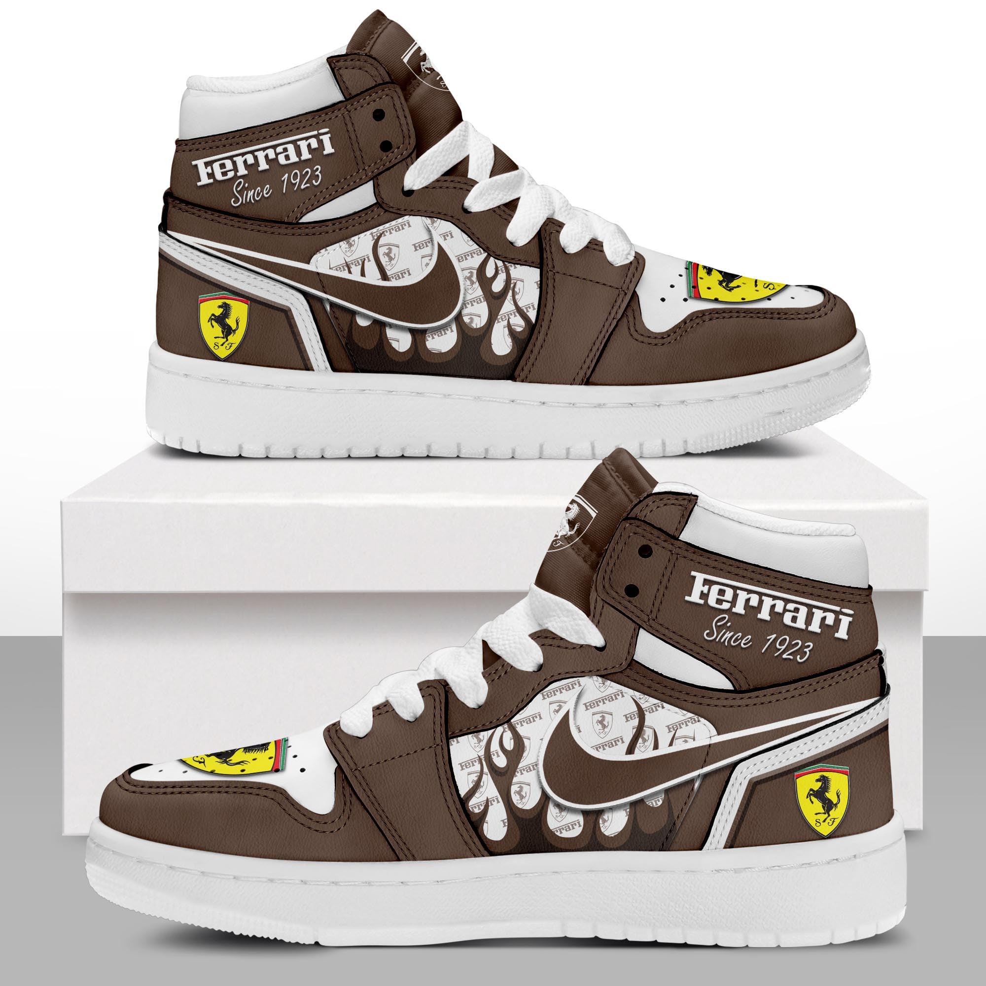 FootgearElite Ferrari AJ1 High Sneakers Shoes For Men And Women